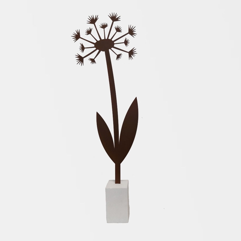 Gartenstecker Pusteblume groß in Farbe Rost