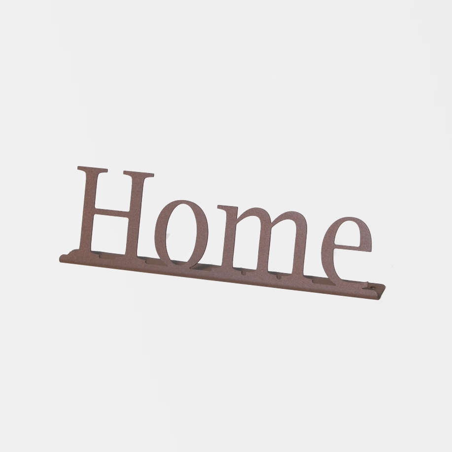 Schriftzug Home in Farbe Rost