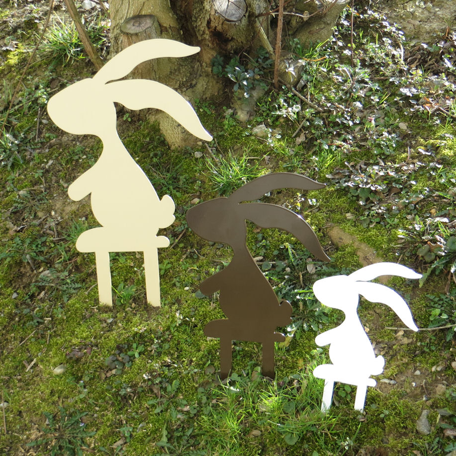 Gartenstecker Hase klein in weiß