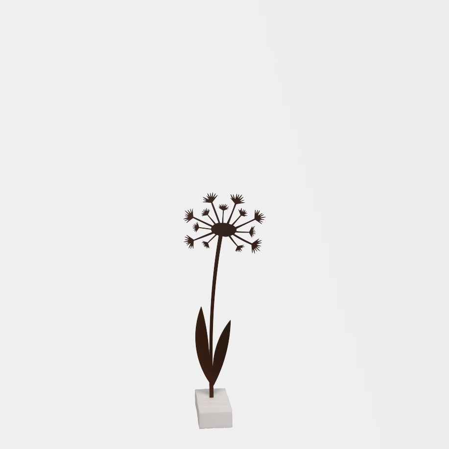 Gartenstecker Pusteblume klein in Farbe Rost